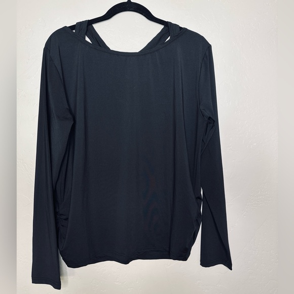 Intimately by Free People Long Sleeve Cross Cut Back into It Black TOP SZ LARGE - Picture 4 of 12